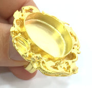 Adjustable Ring Blank, (25mm blank )  Gold Plated Brass G5352