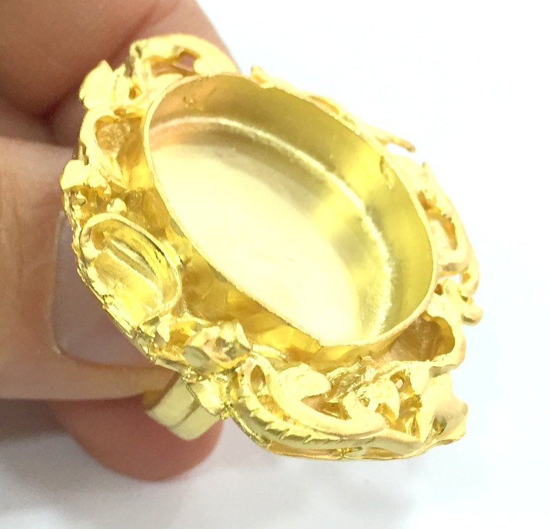 Adjustable Ring Blank, (25mm blank )  Gold Plated Brass G5352