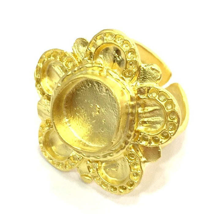 Adjustable Ring Blank, (10mm blank )  Gold Plated Brass G5353