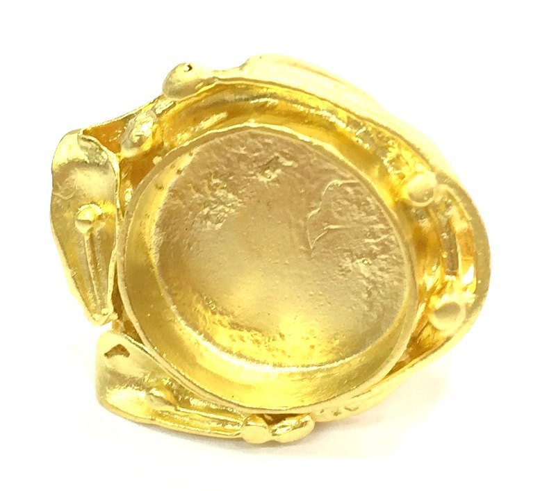 Adjustable Ring Blank, (16mm blank )  Gold Plated Brass G5356