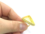 Gold Ring Blank Ring Setting Ring Bezel Base Cabochon Mountings Adjustable Ring Blank(25x25x25mm triangle blank )  Gold Plated Brass G5357