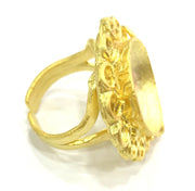 Adjustable Ring Blank, (16mm blank )  Gold Plated Brass G5361
