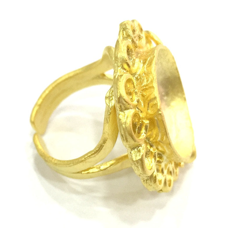 Adjustable Ring Blank, (16mm blank )  Gold Plated Brass G5361