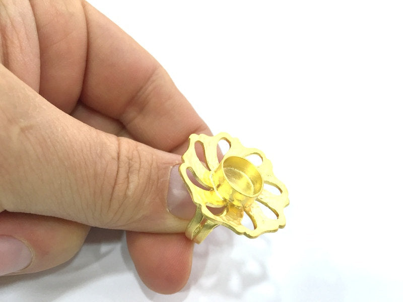 Adjustable Ring Blank, (10mm blank )  Gold Plated Brass G5362