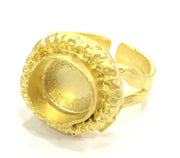 Adjustable Ring Blank, (10mm blank )  Gold Plated Brass G5364