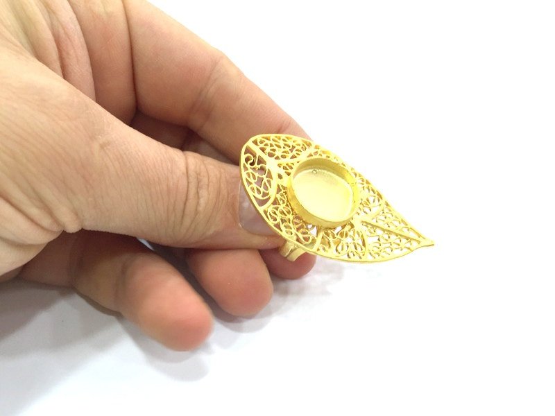 Adjustable Ring Blank, (16mm blank )  Gold Plated Brass G5365