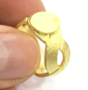 Gold Ring Blank Ring Setting Ring Bezel Base Cabochon Mountings Adjustable Ring Blank, (10mm blank )  Gold Plated Brass G5372