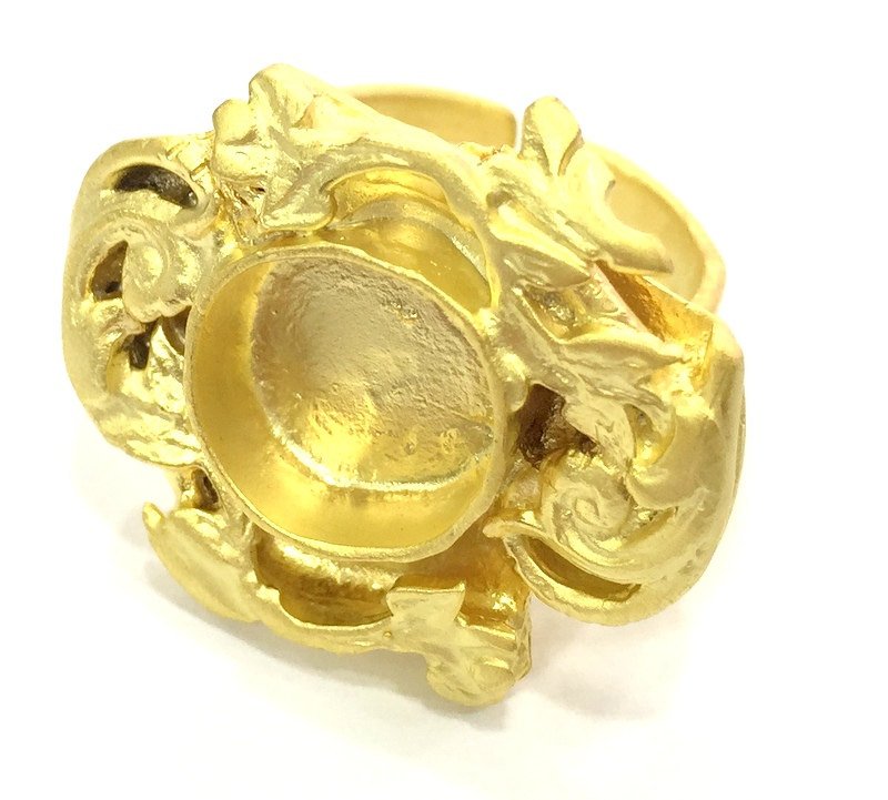 Adjustable Ring Blank, (10mm blank )  Gold Plated Brass G5374