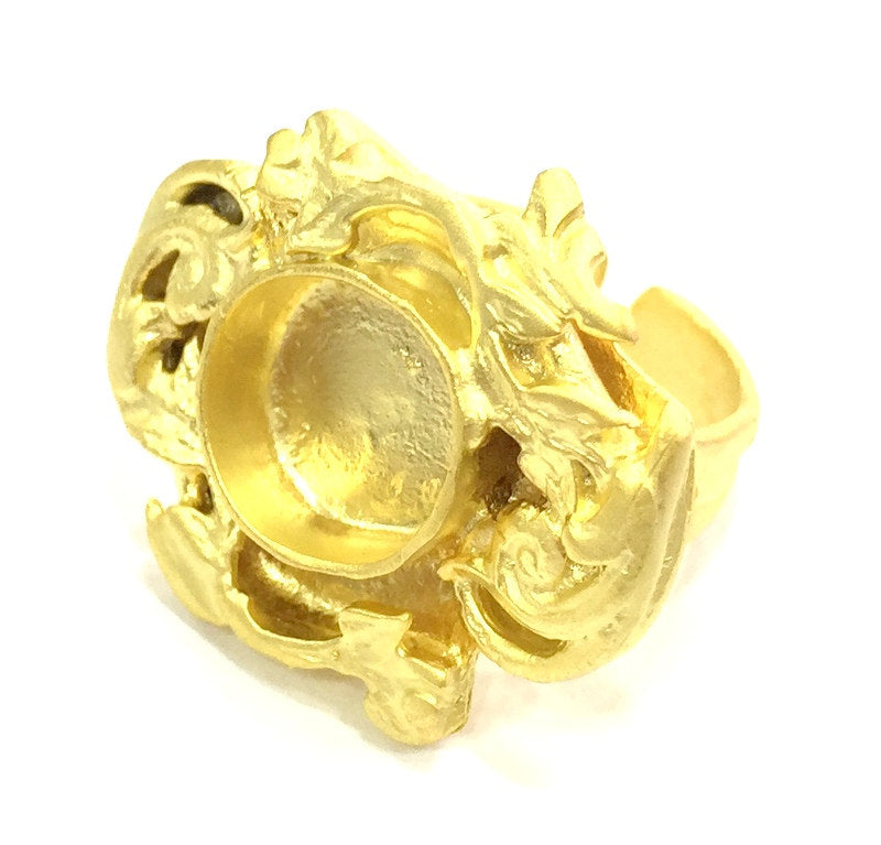 Adjustable Ring Blank, (10mm blank )  Gold Plated Brass G5374