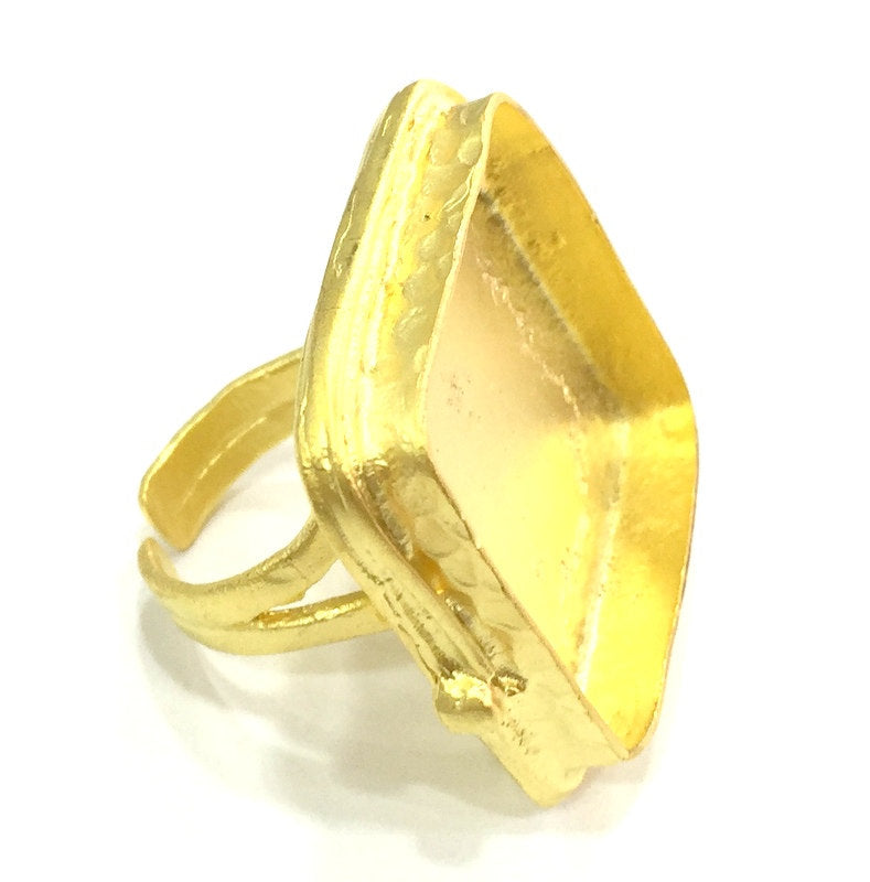 Adjustable Ring Blank, (25x25mm blank )  Gold Plated Brass G5376