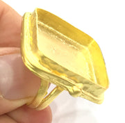Adjustable Ring Blank, (25x25mm blank )  Gold Plated Brass G5376