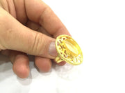 Adjustable Ring Blank, (18x13mm blank )  Gold Plated Brass G5377