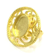 Adjustable Ring Blank, (18x13mm blank )  Gold Plated Brass G5377