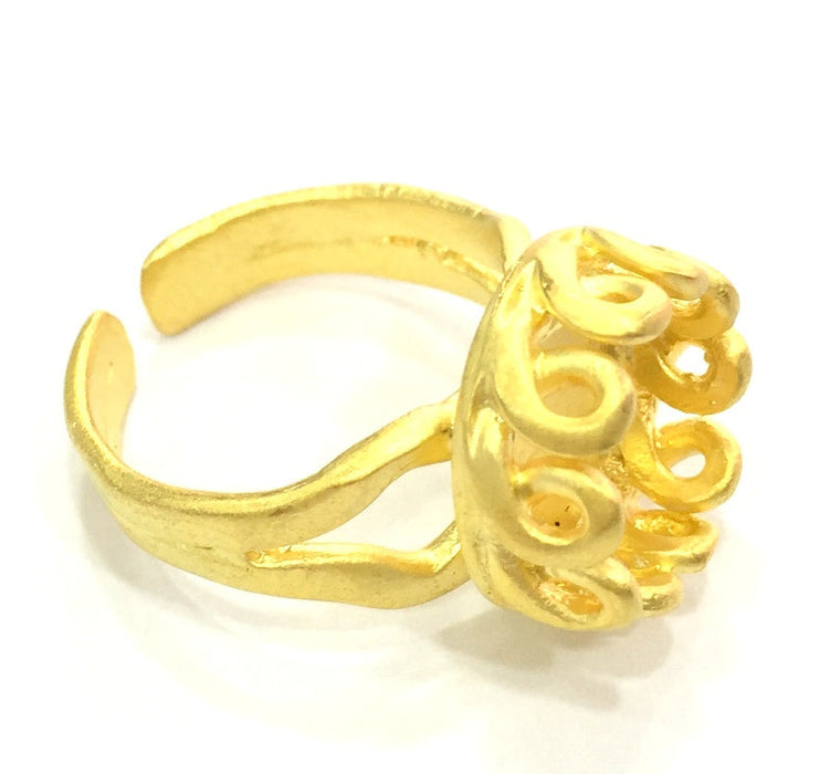 Adjustable Ring Blank, (12mm blank )  Gold Plated Brass G5378