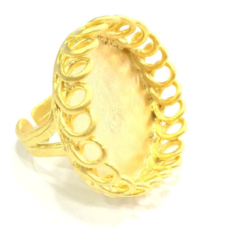 Adjustable Ring Blank, (27mm blank )  Gold Plated Brass G17500