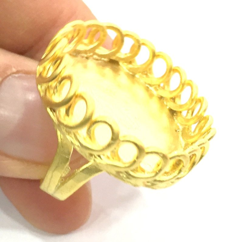 Adjustable Ring Blank, (27mm blank )  Gold Plated Brass G17500