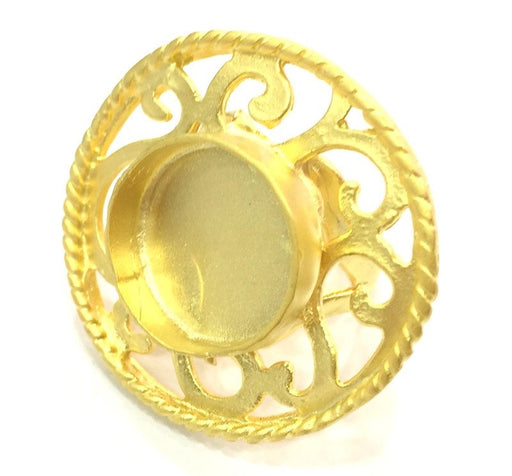 Adjustable Ring Blank, (16mm blank )  Gold Plated Brass G5382