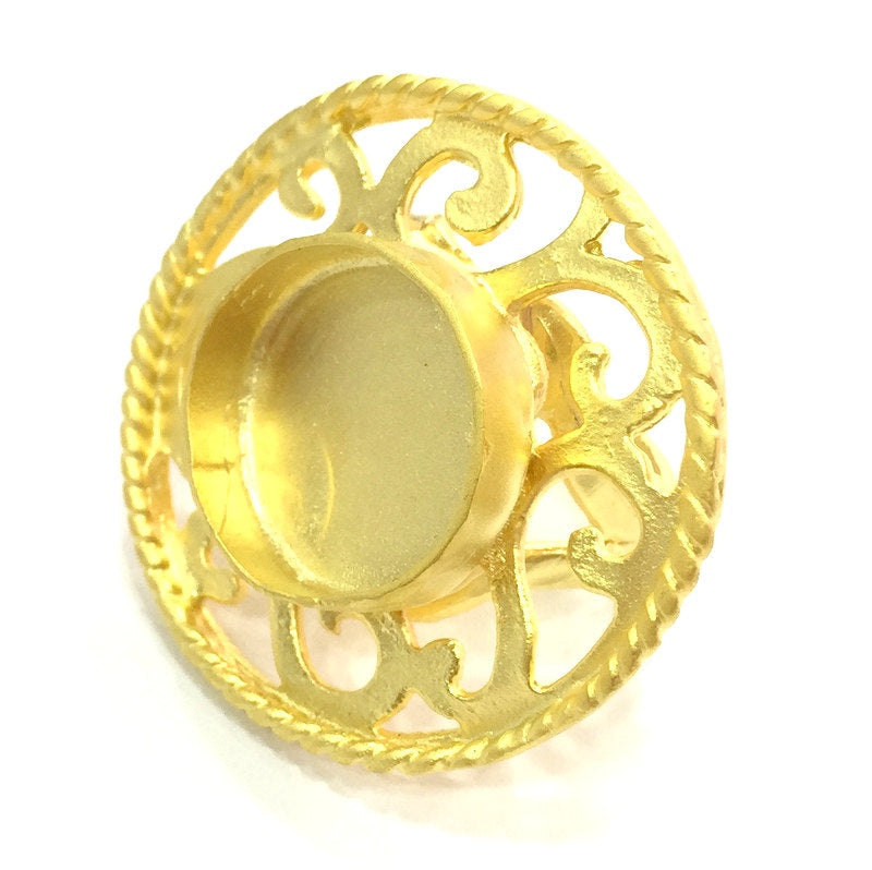 Adjustable Ring Blank, (16mm blank )  Gold Plated Brass G5382