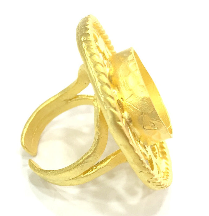 Adjustable Ring Blank, (16mm blank )  Gold Plated Brass G5382