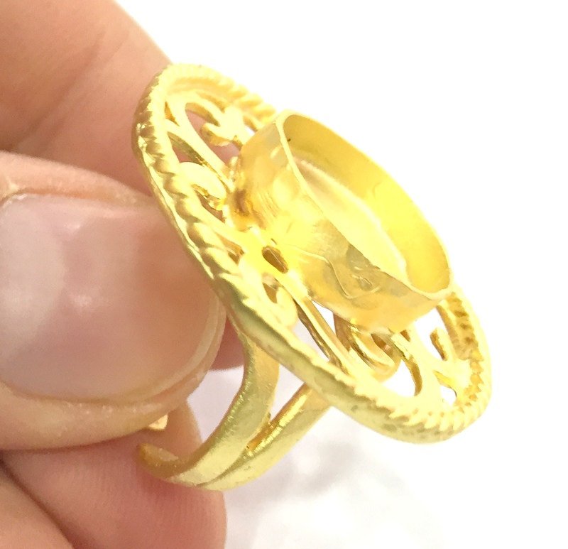 Adjustable Ring Blank, (16mm blank )  Gold Plated Brass G5382