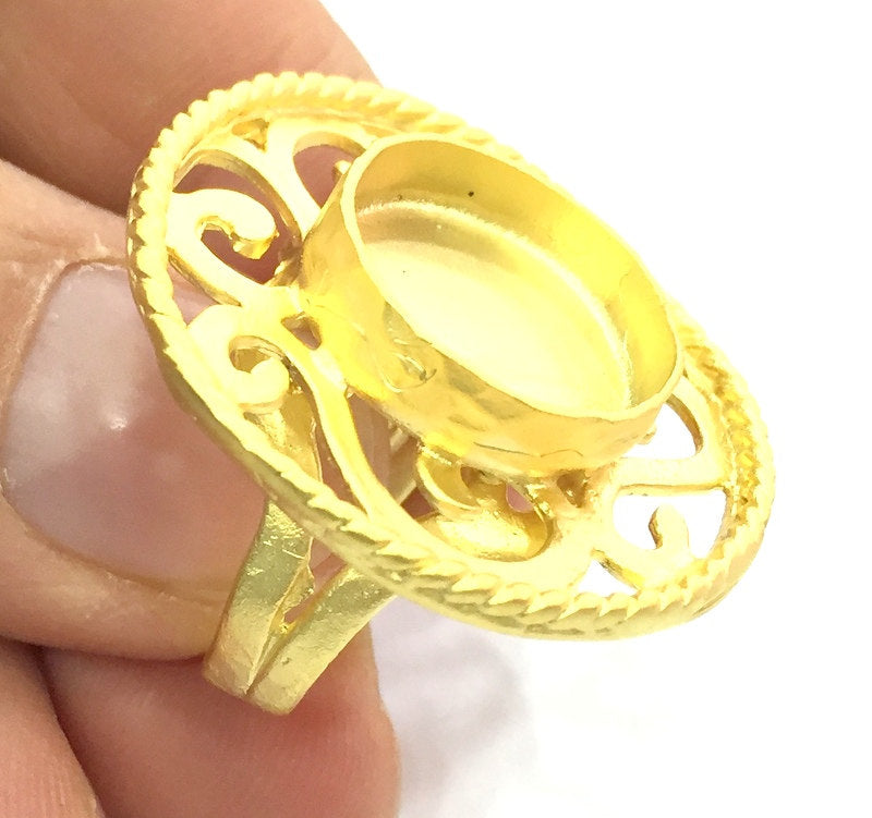 Adjustable Ring Blank, (16mm blank )  Gold Plated Brass G5382