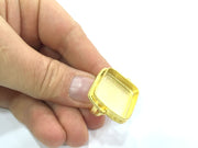 Adjustable Ring Blank, (20x20mm blank )  Gold Plated Brass G5383