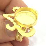 Adjustable Ring Blank, (16mm blank )  Gold Plated Brass G5385
