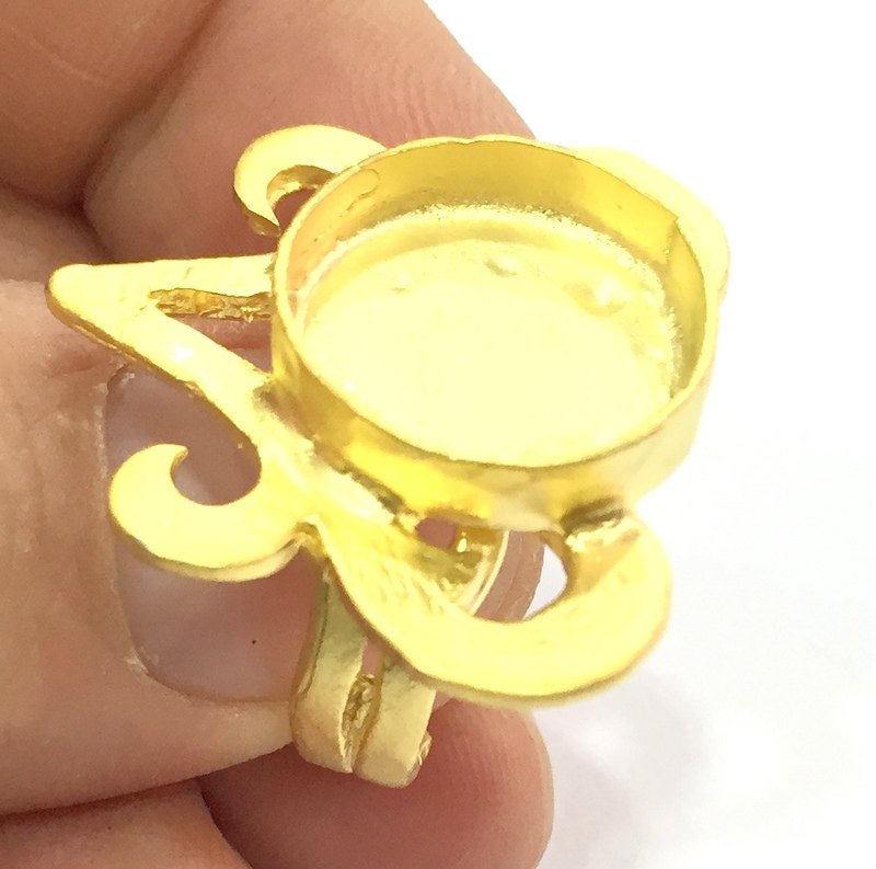 Adjustable Ring Blank, (16mm blank )  Gold Plated Brass G5385