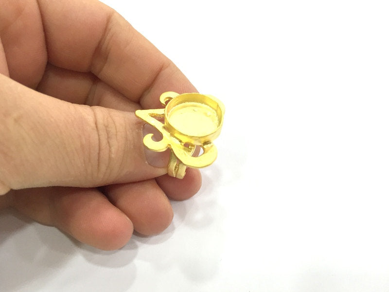 Adjustable Ring Blank, (16mm blank )  Gold Plated Brass G5385