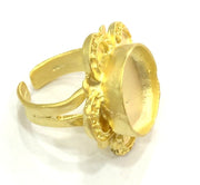 Adjustable Ring Blank, (16mm blank )  Gold Plated Brass G5354