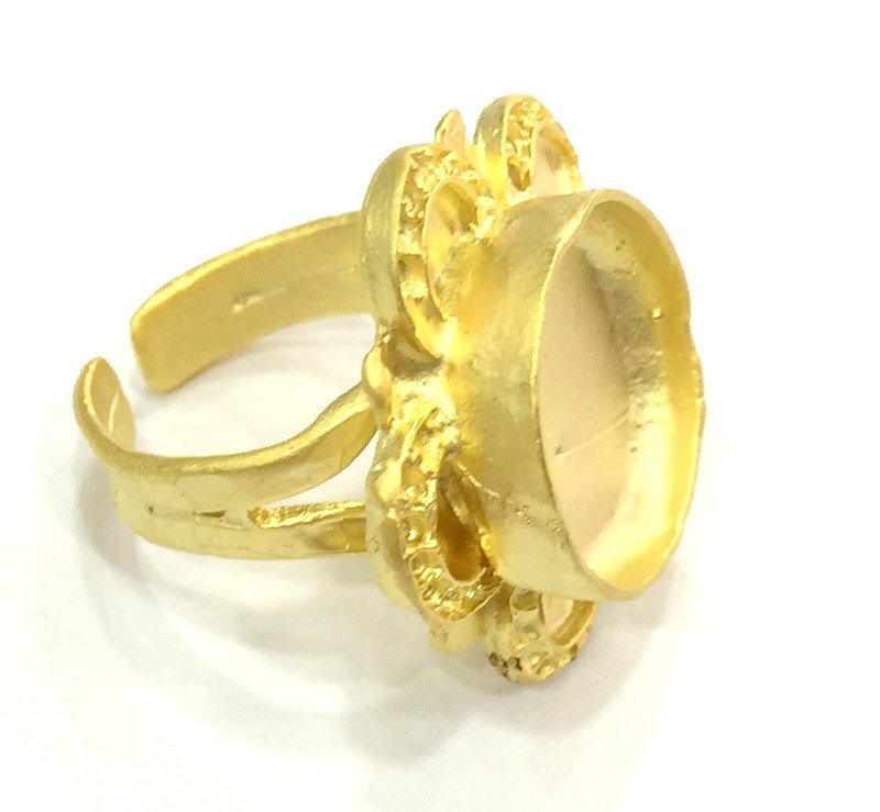 Adjustable Ring Blank, (16mm blank )  Gold Plated Brass G5354