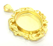 Gold Pendant Blank Base Setting Necklace Blank Mountings Gold Plated Brass    (25 mm blank) G5389
