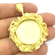 Gold Pendant Blank Base Setting Necklace Blank Mountings Gold Plated Brass    (25 mm blank) G5389
