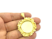 Gold Pendant Blank Base Setting Necklace Blank Mountings Gold Plated Brass    (25 mm blank) G5389