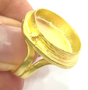 Gold Ring Blank Ring Settings Ring Bezel Base Cabochon Mountings Adjustable (20mm blank )  Gold Plated Brass G5394