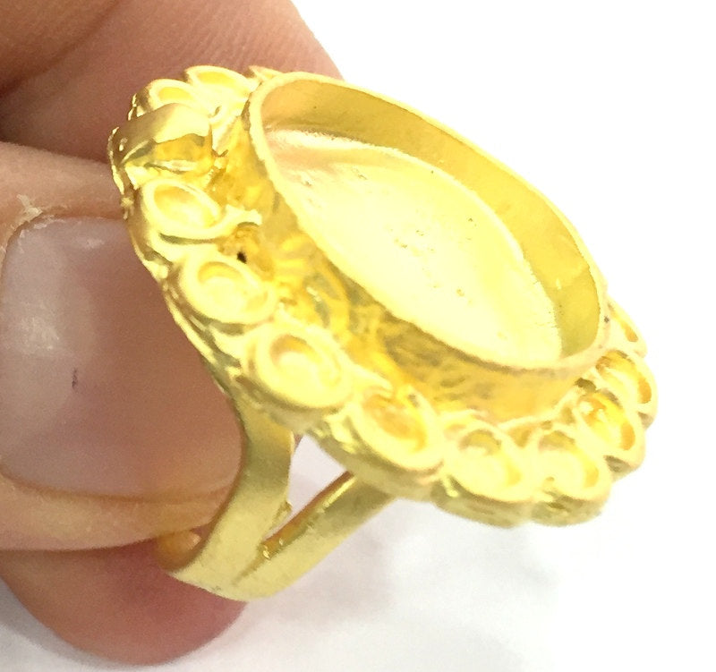 Adjustable Ring Blank, (20mm blank )  Gold Plated Brass G5396