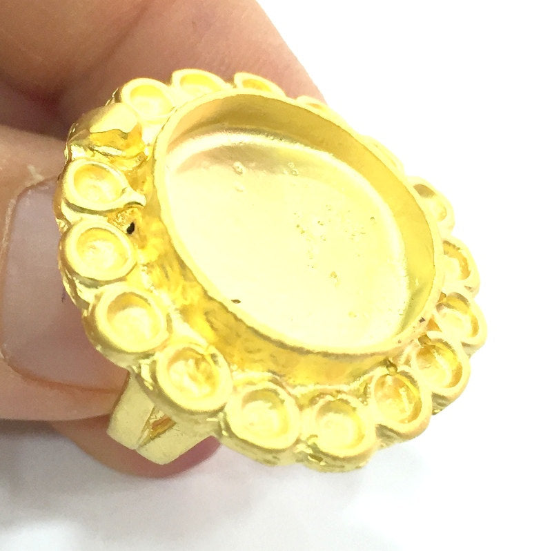 Adjustable Ring Blank, (20mm blank )  Gold Plated Brass G5396