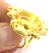 Adjustable Ring Blank, (16mm blank )  Gold Plated Brass G5398