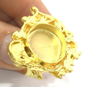 Adjustable Ring Blank, (16mm blank )  Gold Plated Brass G5398