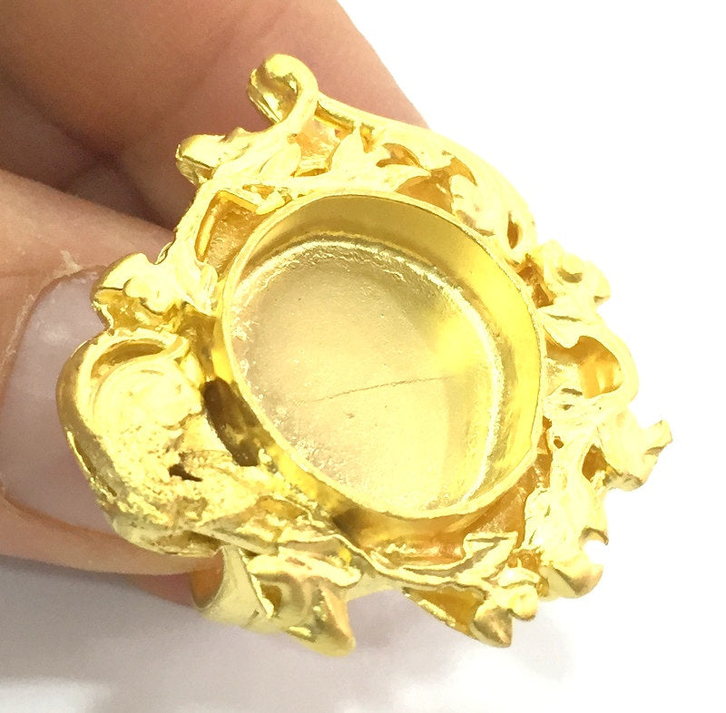 Adjustable Ring Blank, (16mm blank )  Gold Plated Brass G5398