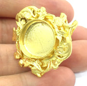 Adjustable Ring Blank, (16mm blank )  Gold Plated Brass G5398