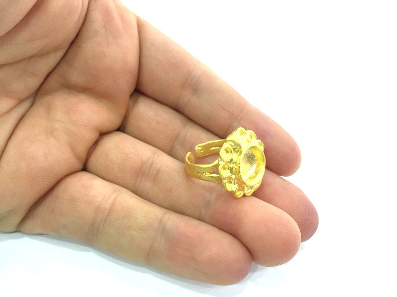 Adjustable Ring Blank, (10mm blank )  Gold Plated Brass G5399