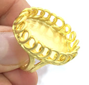 Adjustable Ring Blank, (25x18mm blank )  Gold Plated Brass G5371