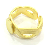 Gold Ring Blank Ring Setting Ring Bezel Base Cabochon Mountings Adjustable Ring Blank, (10mm blank )  Gold Plated Brass G5372