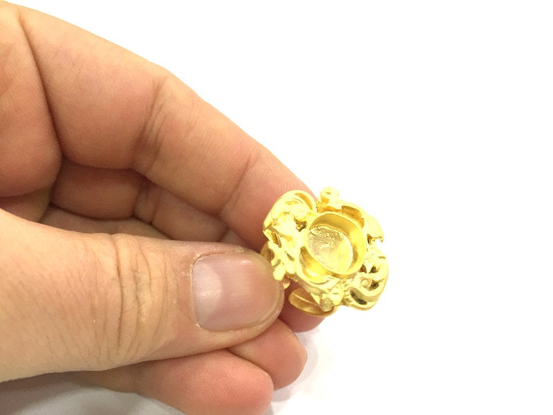 Adjustable Ring Blank, (10mm blank )  Gold Plated Brass G5374