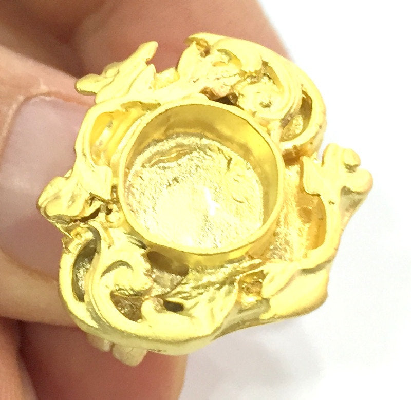 Adjustable Ring Blank, (10mm blank )  Gold Plated Brass G5374