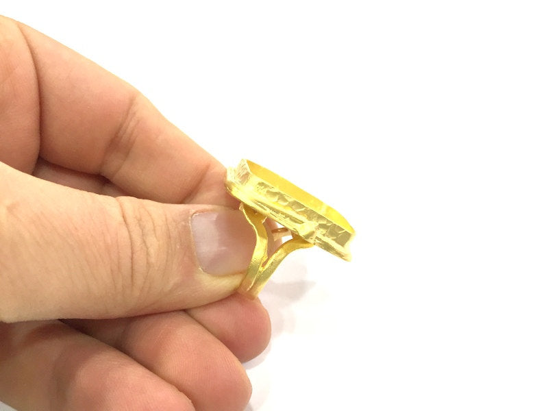 Adjustable Ring Blank, (25x25mm blank )  Gold Plated Brass G5376