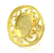 Adjustable Ring Blank, (18x13mm blank )  Gold Plated Brass G5377