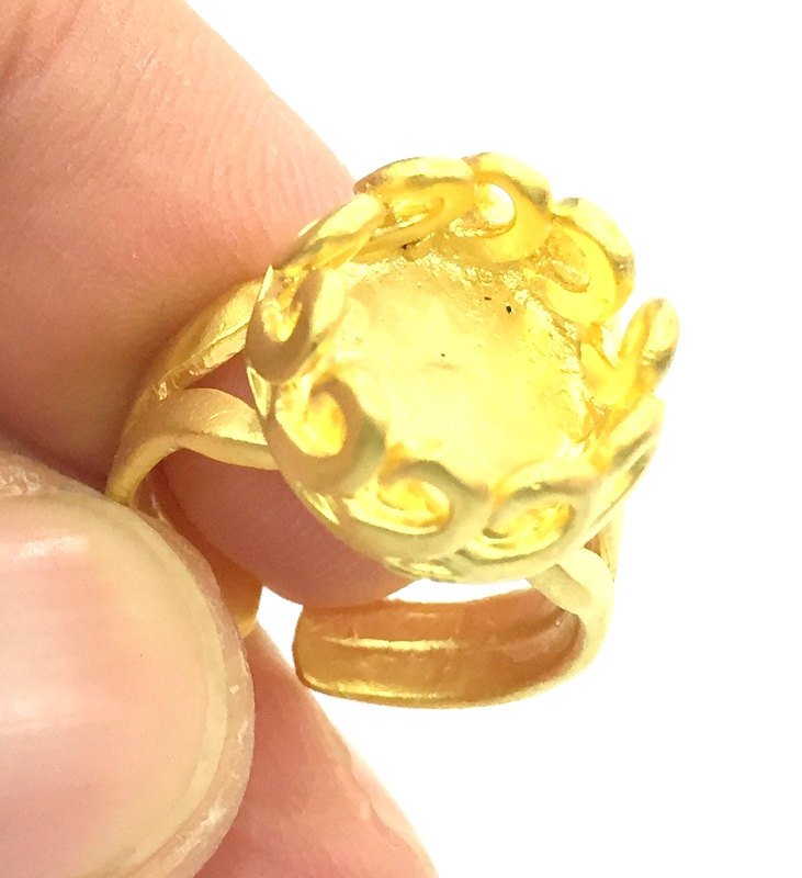 Adjustable Ring Blank, (12mm blank )  Gold Plated Brass G5378