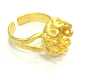 Adjustable Ring Blank, (12mm blank )  Gold Plated Brass G5378